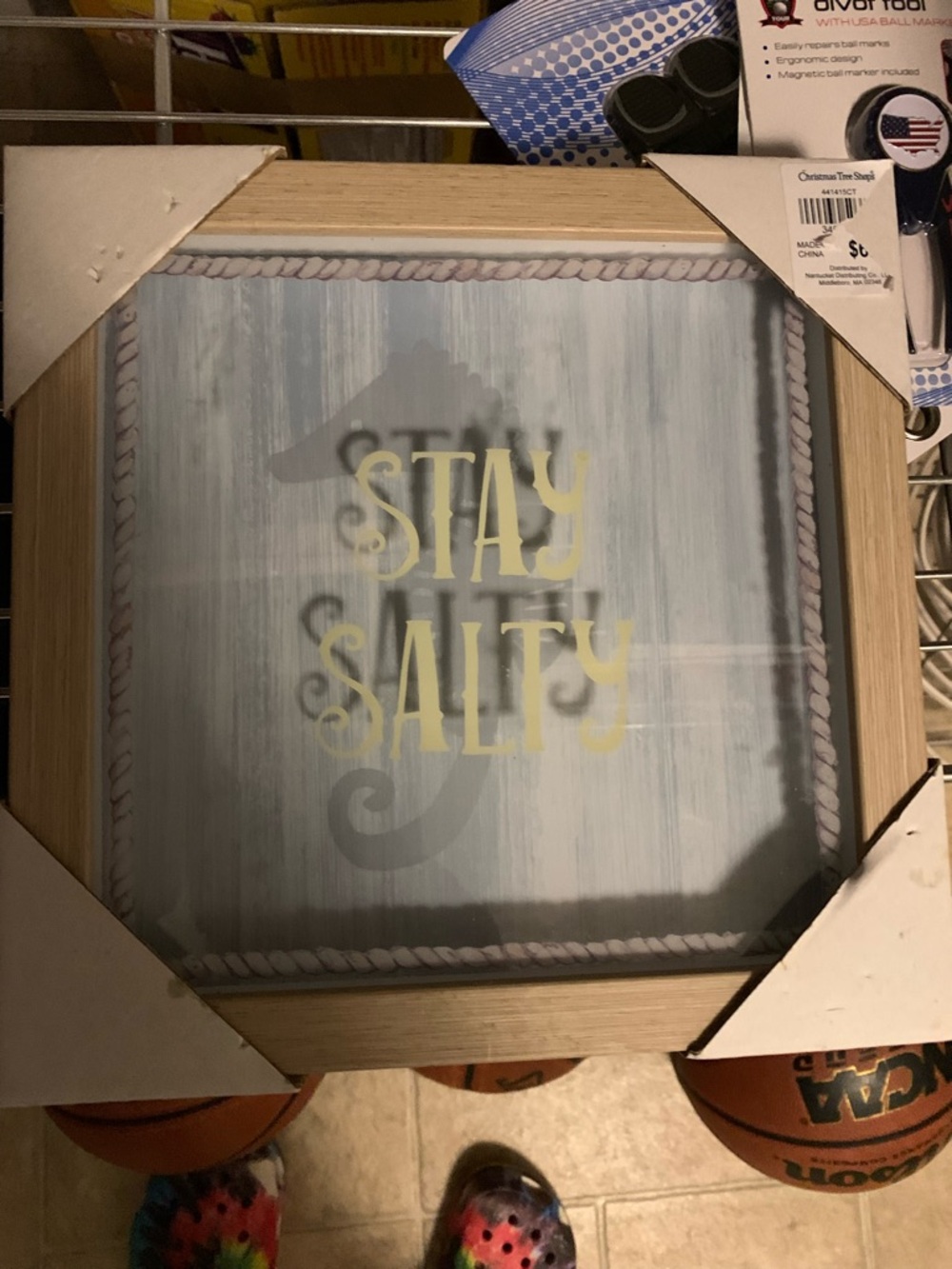 Stay Salty Framed Wall Art - Yellow & Light Blue